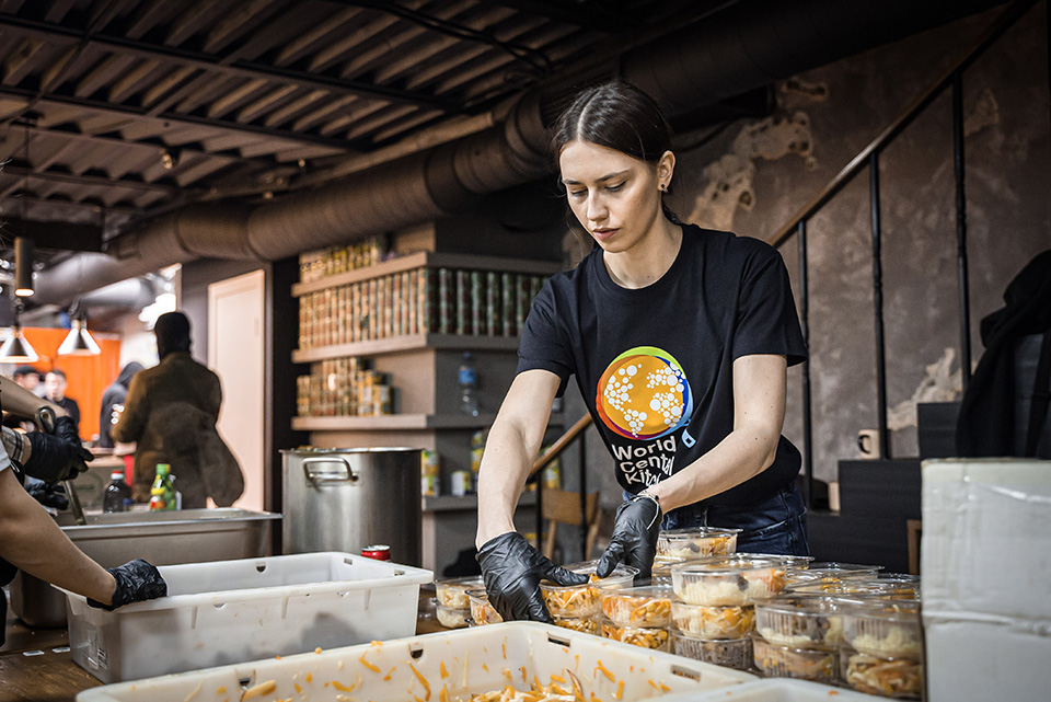 World Central Kitchen Volunteer Serving Food